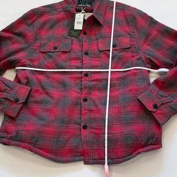 NWT Jachs NY Red Recycled Flannel Shirt Jacket/Shacket, Sherpa/Fleece Plaid XL - Picture 14 of 16
